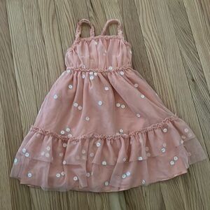 Cat & Jack Tulle Dress Girls XS 4/5 Pink Daisy Floral Print Spring Church